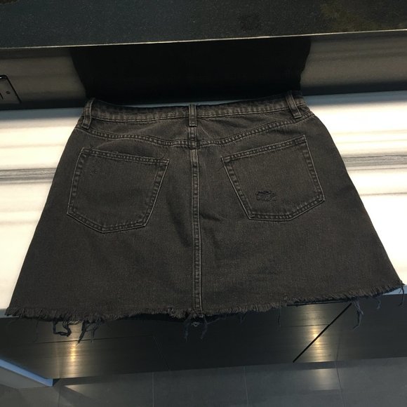 We the Free by Free People (31) Black Distress Denim Mini Skirt - Picture 2 of 9